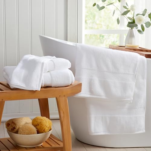 Springtree Home 100% Cotton Luxury Hotel Bath Towel Set | 4-Pack | White