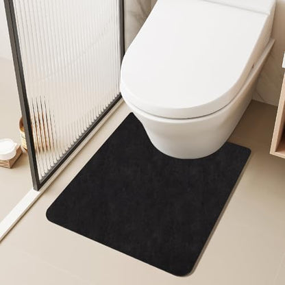 TYUU Thin Toilet Rug, Bathroom Rugs Non Slip, 20x24 U Shape Black