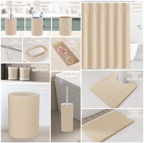 Beige Bathroom Accessories Set - Bathroom Shower Curtains Sets