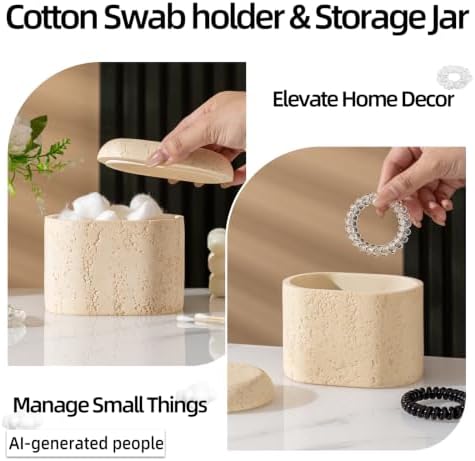 Bathroom Accessories Set, Travertine Stone Look, 5 PCS, Yellow