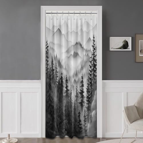 Black and White Stall Shower Curtain, 48X72 in Narrow Small, Forest