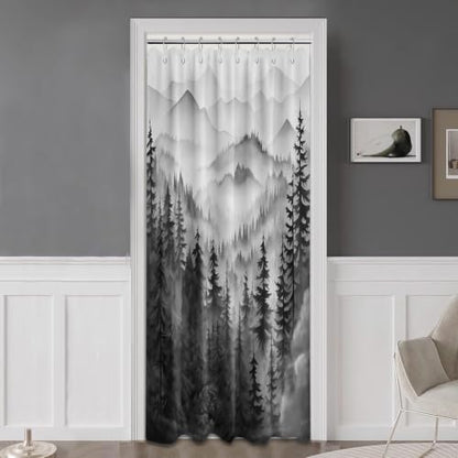Black and White Stall Shower Curtain, 48X72 in Narrow Small, Forest