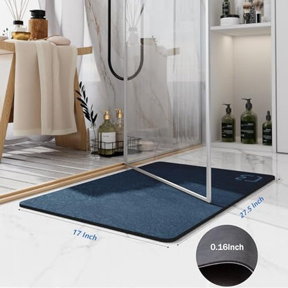 Diatomaceous Earth Bath Mat Stone Bath Mats for Bathroom,17"x27.5",Navy