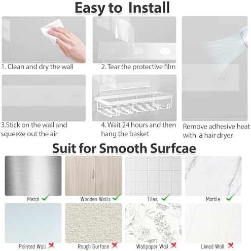 Liuoud 5 Pack Shower Caddy for Inside Shower, Grey Bathroom Storage Decor