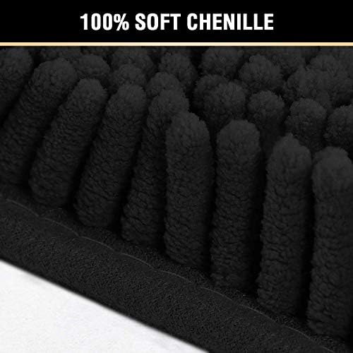 H.VERSAILTEX Microfiber Bath Rugs Chenille Floor Mat Ultra Soft Washable Bathroom Dry Fast Water Absorbent Bedroom Area Rugs, 24 x 42 - Inch, Black