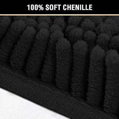 H.VERSAILTEX Microfiber Bath Rugs Chenille Floor Mat Ultra Soft Washable Bathroom Dry Fast Water Absorbent Bedroom Area Rugs, 24 x 42 - Inch, Black