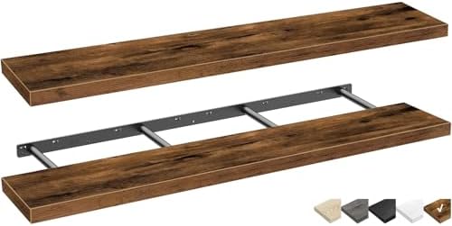 QEEIG Floating Shelves for Wall 55.1" Extra Long - Wall Shelf Bathroom Kitchen Living Room Bedroom Farmhouse Home Decor Display Bookshelf Large 55.1 x 9.3 inch Set of 2, Rustic Brown (008-140BN)
