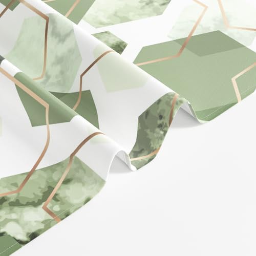 deFouliao Sage Green Shower Curtain Modern Abstract Green Geometric Grid Bathroom Curtain Sets for Bathtub Home Decor, Waterproof Fabric Washable with Hooks, 72x72 Inch