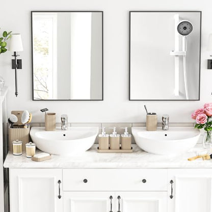 Bathroom Accessory Set - Bathroom Set, 12PC Bathroom Accessories Set, Beige Bathroom Accessories Set, Mini Trash Can, Toilet Brush, Trash Can & Soap Dispenser