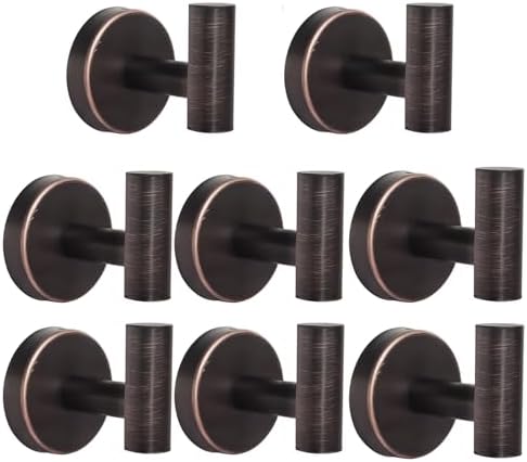 8 Pcs Bathroom Robe Towel Hooks Coat Wall Hook Stainless Steel Heavy Duty Door Hanger Towel Robe Clothes Cabinet Closet Sponges Hook for Bathroom Bedroom Kitchen Hotel Pool (Red Bronze)