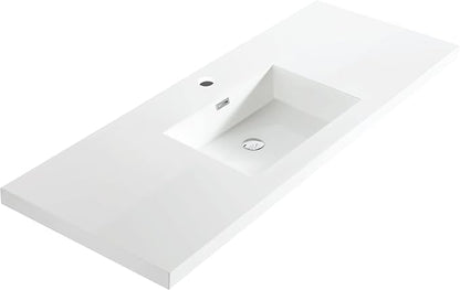 Dowell 61" Bathroom Sink,Single Bowl Vanity Basin,Rectangular Drop-In Bathroom Sink with Overflow,White-000 6122BPS