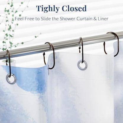 Bathway Shower Curtain Rings, Shower Curtain Hooks Bronze Curtain Rings 12 Pcs Anti-Drop Shower Rings for Curtain, Metal Shower Curtain Rings Rust Proof, Shower Hooks for Shower Curtain Rod