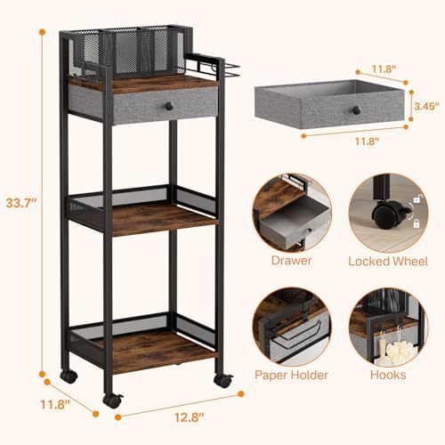 Bathroom Stand, Makeup Cart with Drawer for Cosmetic and Skincare