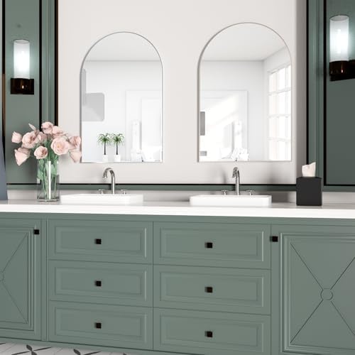 Arched Wall Mirror for Bathroom, 20"x30" Arched Mirror Wall Mounted Mirror with Metal Frame, Sliver Vanity Mirror Decor for Mantle, Bedroom, Entryway, Living Room