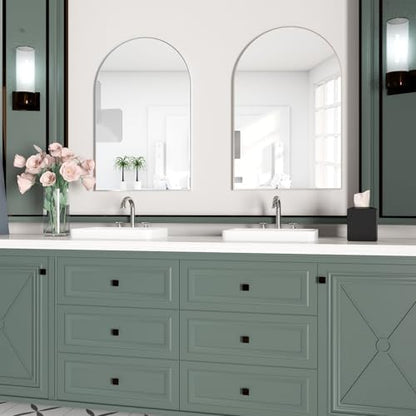 Arched Wall Mirror for Bathroom, 20"x30" Arched Mirror Wall Mounted Mirror with Metal Frame, Sliver Vanity Mirror Decor for Mantle, Bedroom, Entryway, Living Room