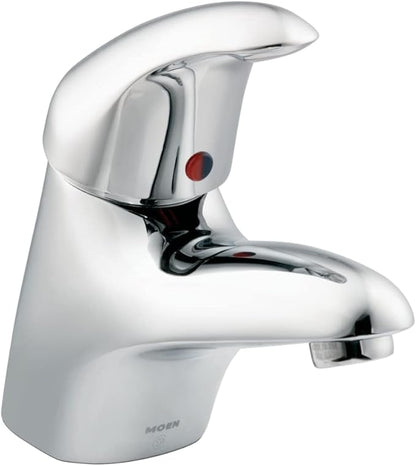 Moen 8419F12 M-Dura Single-Handle Bathroom Sink Vanity Faucet with Metal Drain Assembly, 1.2 gpm, Chrome, Single-Hole