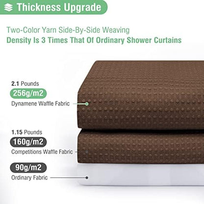 Dynamene Extra Wide Waffle Shower Curtain 256 GSM Fabric 180x72 Brown