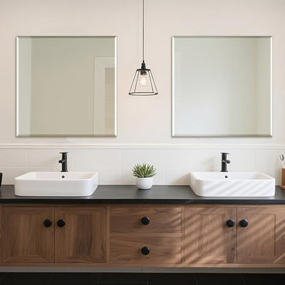 Bathroom Mirror for Over Sink 30x30 Inch Frameless Wall Mirror Beveled Edge