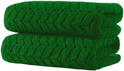 BAGNO MILANO Turkish Cotton Bath Towels, Hand Towels - Soft Plush Jacquard Collection Luxury Towels Set (Royal Green, Bath Sheet 35x70)