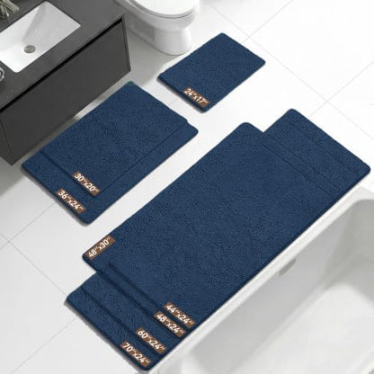 Bcoimo 48x30 Chenille Bath Mat – Non-Slip with Backing Bath Rug Ultra-Absorbent and Machine Washable Bathroom Mat Quick-Dry Design. Ideal for Bathroom Shower and Tub Areas