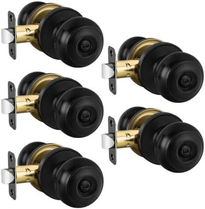 Haidms 5 Pack Matte Black Door Knobs Interior Privacy, Black Interior Door Knobs for Bedroom or Bathroom Classic Round Doorknobs Hardware