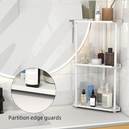 FLE Corner Bathroom Counter Organizer, Bathroom Organizer Countertop White