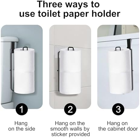Black Toilet Paper Holder, Bathroom Toilet Paper Roll Holder with Reserve, Over The Tank Toilet Paper Holder with Storage, Bathroom Tissue Holder for 2 Rolls, 1PC