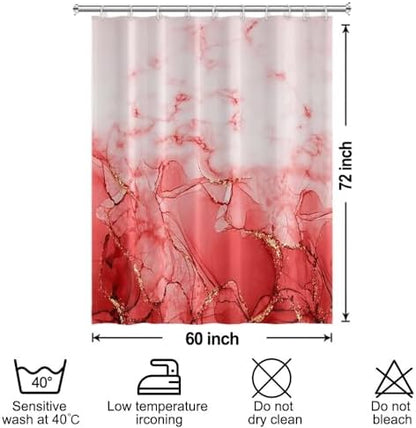 Red Marble RV Stall Waterproof Shower Curtain 60x72 inches