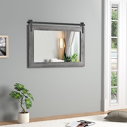 COGOOD Farmhouse Bathroom Mirrors for Over Sink - 22 x 30 Grey