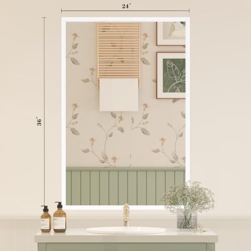 White Framed Bathroom Mirror 24x36, White Vanity Mirrors for Wall