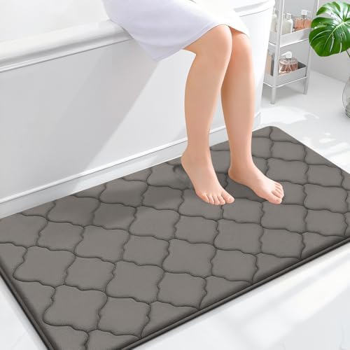 OLANLY Memory Foam Bath Mat Rug 44x24, Ultra Soft Bathroom Rugs, Taupe