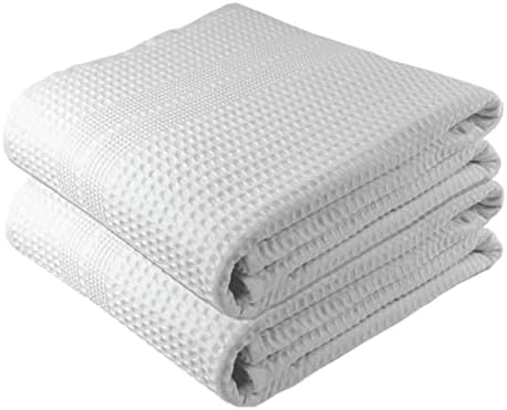 GILDEN TREE Waffle Bath Sheet Large Bath Towels Quick Dry Thin Body Towels, 40x80 Oversized Bath Towels for Adults, 2 Pack Bath Sheet Set, Classic Style (White)
