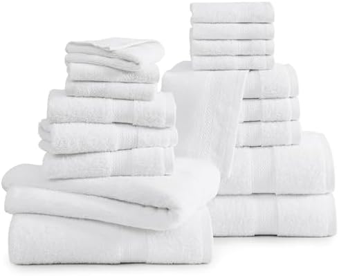 LANE LINEN Bath Towel Set 100% Cotton 18 Piece Soft Absorbent - White