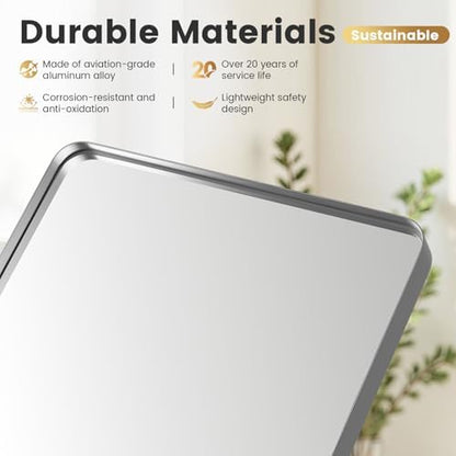 32" x 36" Brushed Nickel Bathroom Mirrors for Over Sink,AluminumFrame