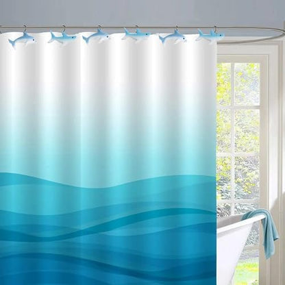 12-Piece Shark Shower Curtain Hooks for Bathroom