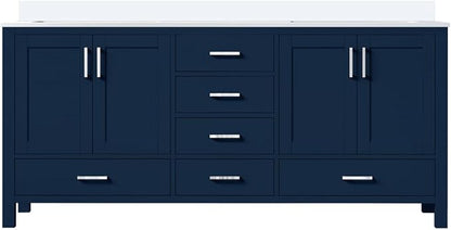 Jacques 72 in. W x 22 in. D Navy Blue Double Bath Vanity and White Quartz Top