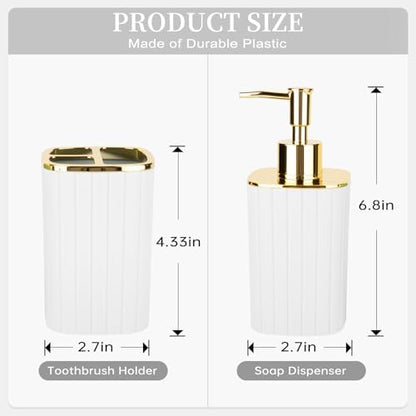 RRM 2PCS Bathroom Accessories Set, Soap Dispenser and Toothbrush Holder
