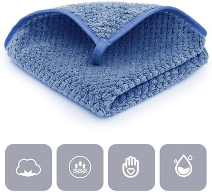 MaopaoBeauty 6 Pack Washcloth Set Towels - Quick Drying & Absorbent Microfiber Gym Towels 13x13 inches - Lightweight & Thin Yoga Towels - Multi-Purpose Camping Towels for SPA, Hotel & Bathroom, Blue