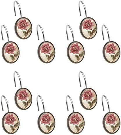 Zahari Home Larrisa Shower Hooks Set - Curtain Rings with Unique Design - 12 Resin Hooks for Customizing Your Shower Space