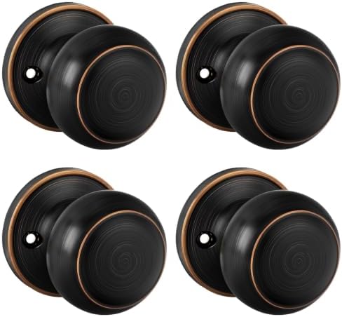 Haidms 2 Pack Oil Rubbed Bronze Door Knobs Dummy, Half Bronze No-Turning Dummy Closet Doors Single-Sided Door Locks (4 Pieces/2 Pairs)