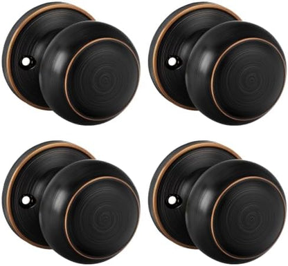 Haidms 2 Pack Oil Rubbed Bronze Door Knobs Dummy, Half Bronze No-Turning Dummy Closet Doors Single-Sided Door Locks (4 Pieces/2 Pairs)
