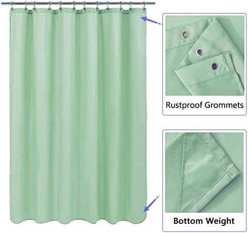LLSCL Green Fabric Shower Curtain Liner with Magnets, Waterproof Hotel Quality, 72 x 72 Machine Washable