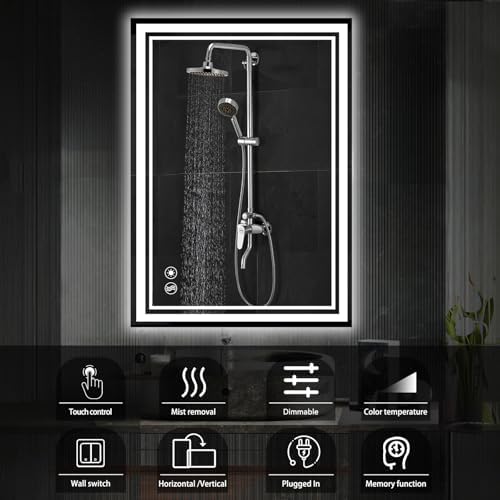 2 Pack 24“ x 36” LED Bathroom Mirror, LED Mirror for Bathroom, Fogless