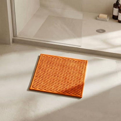 Triohero Small Bathroom Rugs Non Slip Washable Bath Rugs Super Absorbent Bathroom Rug Thin Quick Dry Low Pile Bath Mats, Orange 12"x12"