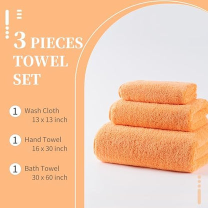 MICROFI New Microfiber Bath Towel Set, 3 Piece, Oversize, Quick Dry, Lint Free, Includes Body, Hand and Face Towels