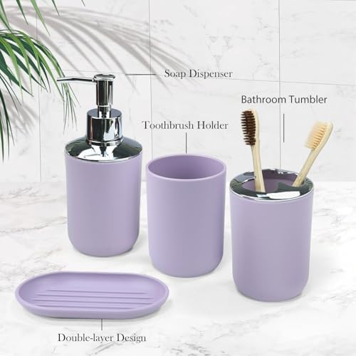 CERBIOR Bathroom Accessories Set 6 Piece Bath Ensemble,Purple