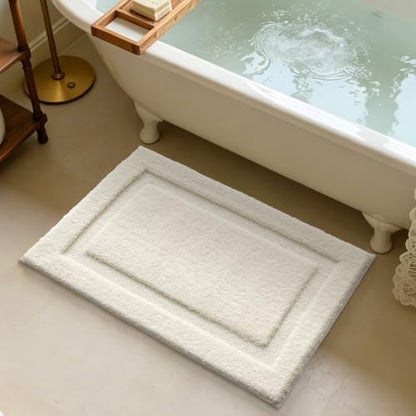 LUMI Soft Bathroom Rugs Absorbent, Non Slip Bath Mat 20x32, Ivory White