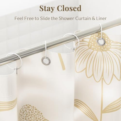 Bathway Anti-Drop Shower Rings, 12 Pcs Metal Rings for Curtain Rod, Rust Proof, White