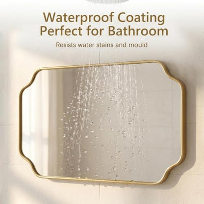 Besdomus Gold Modern Bathroom Mirror: 22"x30" Minimalist Vanity Wall Mirror