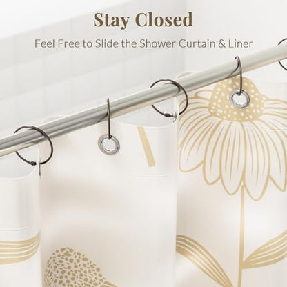 Bathway Shower Curtain Rings, Bronze Shower Curtain Hooks 12 Pcs Anti-Drop Shower Rings for Curtain, Shower Curtain Hooks Rust Proof, Shower Hooks for Shower Curtain Rod, Bronze Curtain Rings
